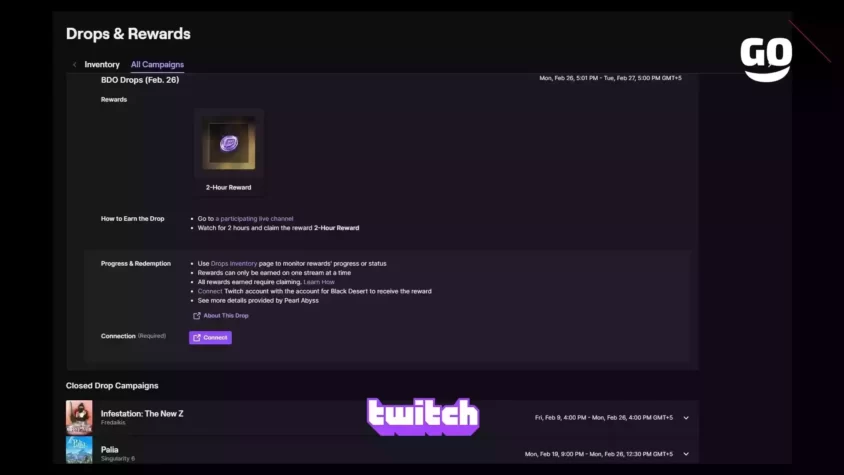 Подарки BDO (26 февраля) от Twitch Drops для фанатов Black Desert BDO Drops (Feb. 26)