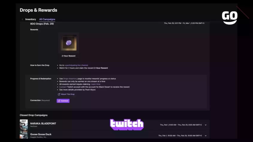Игровые подарки BDO Drops (Feb. 29) от Twitch Drops BDO Drops (Feb. 29)