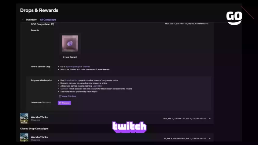 Подарки BDO Drops от Twitch Drops для фанатов Black Desert BDO Drops (Mar. 11)