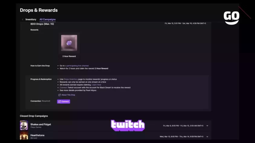 Игровые бонусы BDO Drops от Twitch Drops для поклонников Black Desert. BDO Drops (Mar. 15)