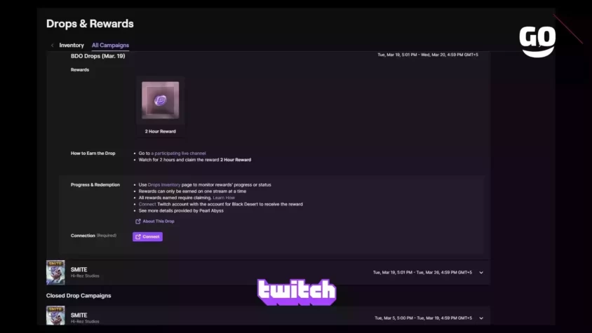 Подарки BDO Drops от Twitch Drops для игры Black Desert BDO Drops (Mar. 19)