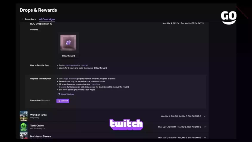 Игровые бонусы BDO от Twitch Drops в действии BDO Drops (Mar. 4)