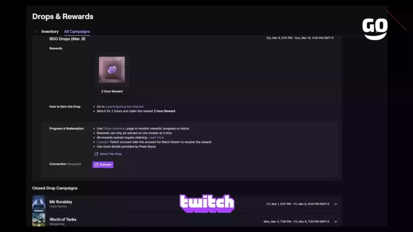 Подарки BDO Drops от Twitch Drops для фанатов Black Desert. BDO Drops (Mar. 9)