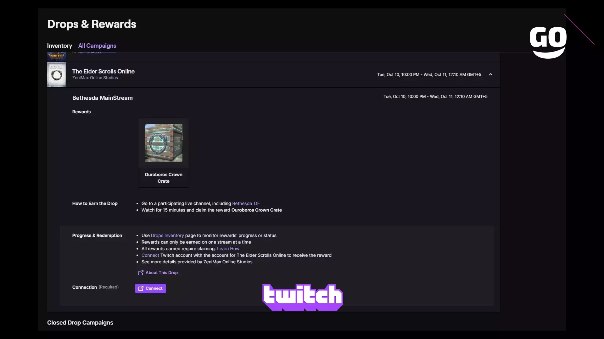 Twitch Drops раздает Bethesda MainStream для The Elder Scrolls Online