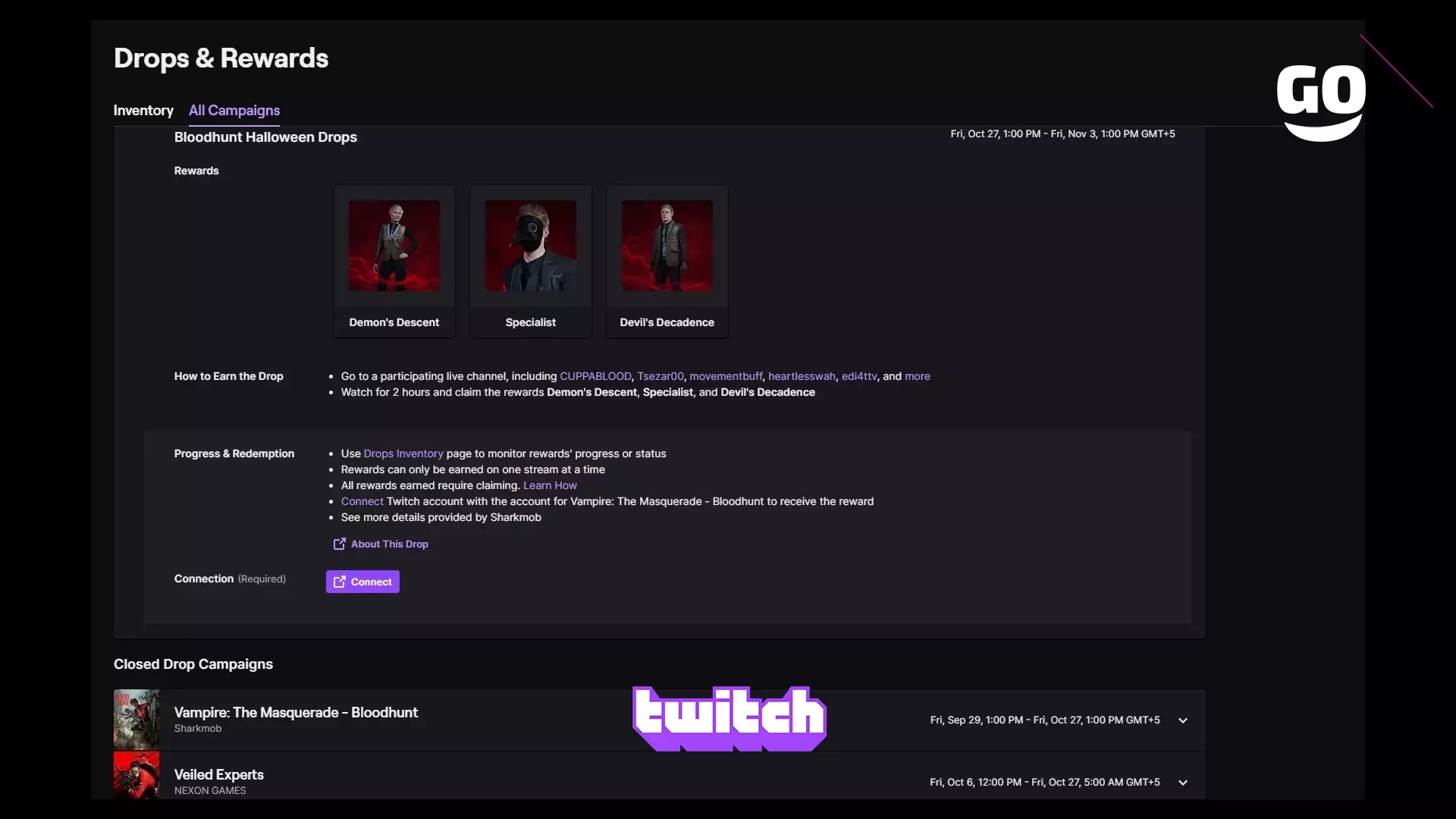 Хэллоуинские подарки в Bloodhunt через Twitch Drops