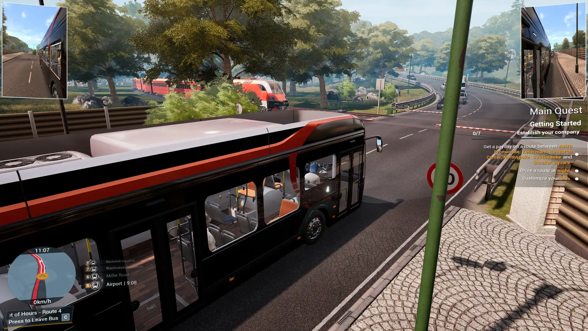 Вид на двухэтажный автобус и городскую улицу в Bus Simulator 21