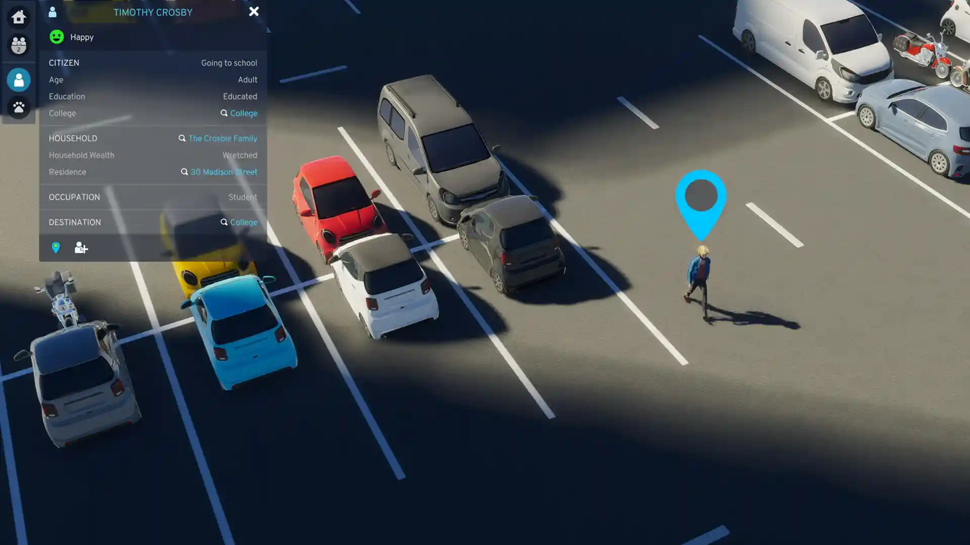 Панорамный вид на город и прибрежные районы с горами на фоне в "Cities: Skylines II".