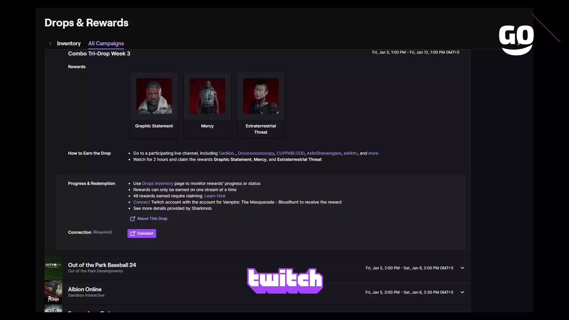 Twitch Drops: Неделя Тройных Наград 3 для Vampire: The Masquerade — Bloodhunt