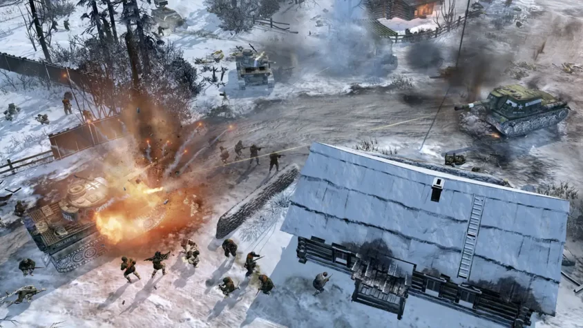 Зимняя битва в Company of Heroes 2 с танками и пехотой
