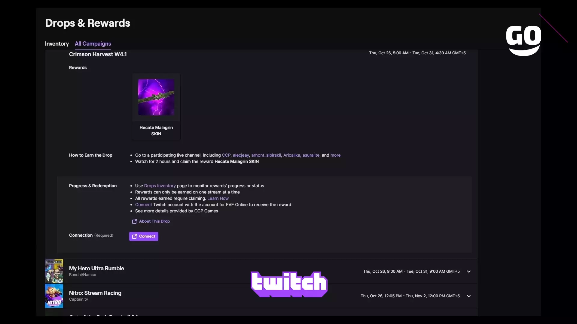 Событие Twitch Drops: Раздача игровых бонусов Crimson Harvest W4.1 в EVE Online