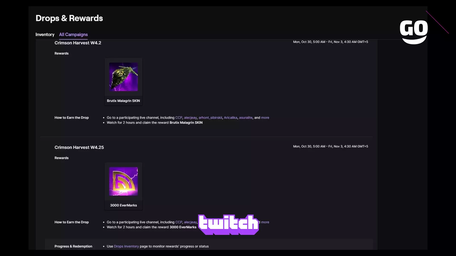 Twitch Drops раздает Crimson Harvest W4.2 для EVE Online