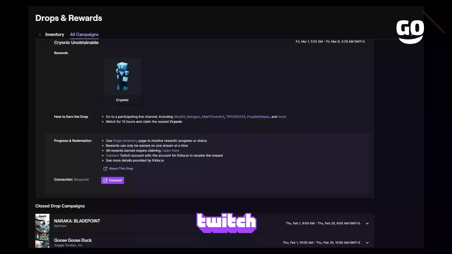 Получи уникальные игровые бонусы Cryonic Unobtainable для Kirka.io через Twitch Drops