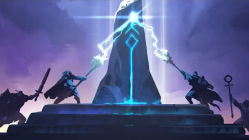 Crystal Raiders Patch 3 для Albion Online: Магия и сила в каждом пикселе Обложка обновления Crystal Raiders Patch 3 для Albion Online с магическим камнем и воинами