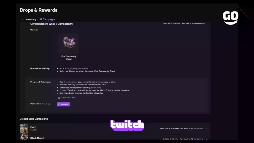 Эксклюзивный игровой пак Crystal Raiders Week 8 Campaign #7, доступный через Twitch Drops Crystal Raiders Week 8 Campaign #7