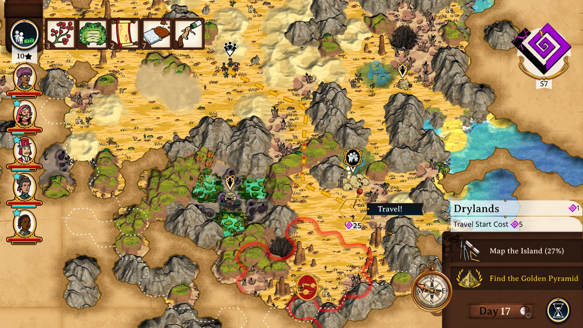 карта исследования Curious Expedition 2