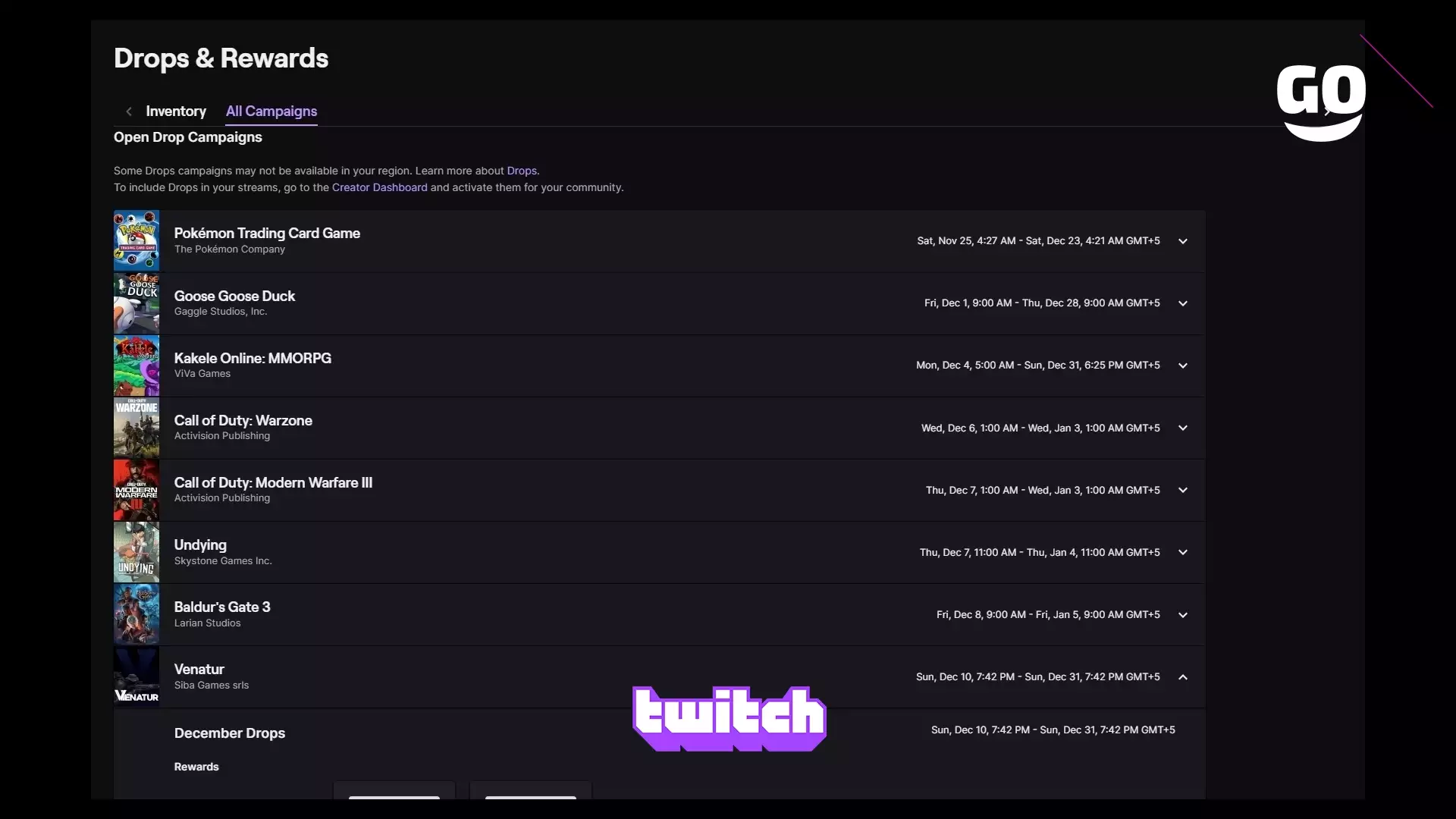 Бесплатные игровые бонусы на Twitch: Декабрьские подарки для Venatur