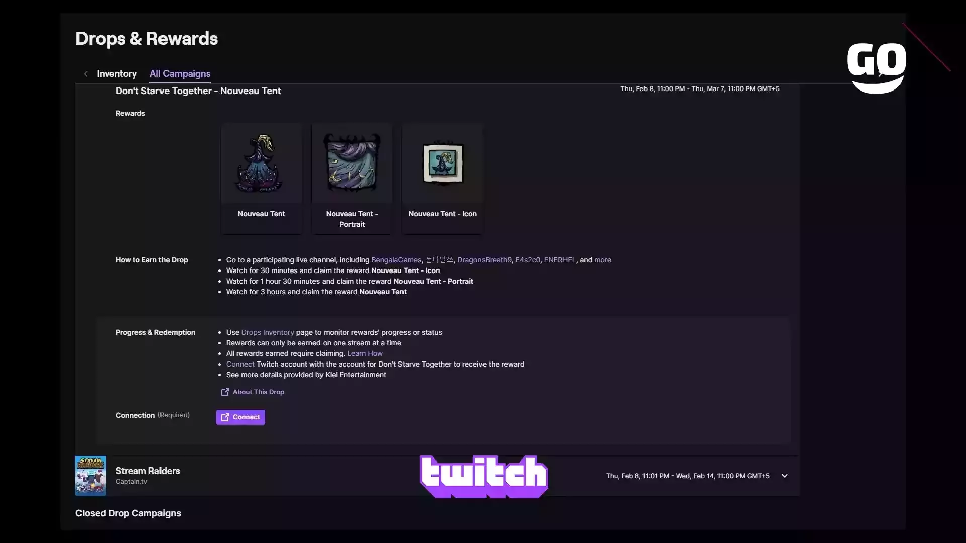 Бонусы Twitch Drops для Don’t Starve Together: Обновление Nouveau Tent