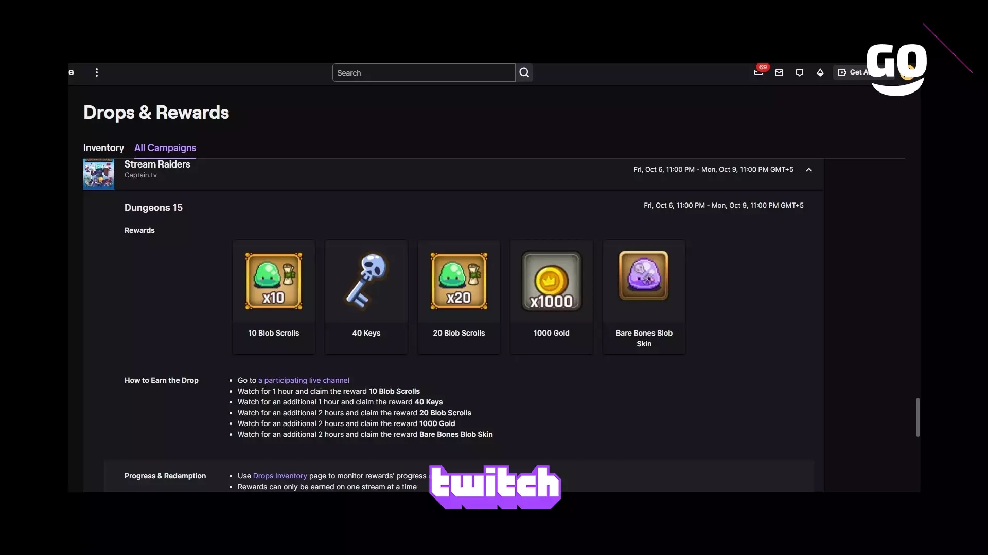 Зацени Twitch Drops с Dungeons 15 для игры Stream Raiders