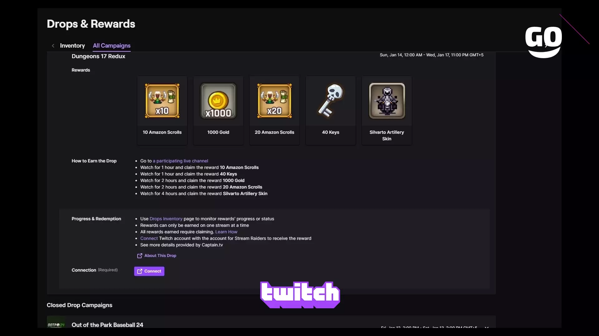 Twitch Drops предлагает эксклюзивные игровые бонусы Dungeons 17 Redux для Stream Raiders