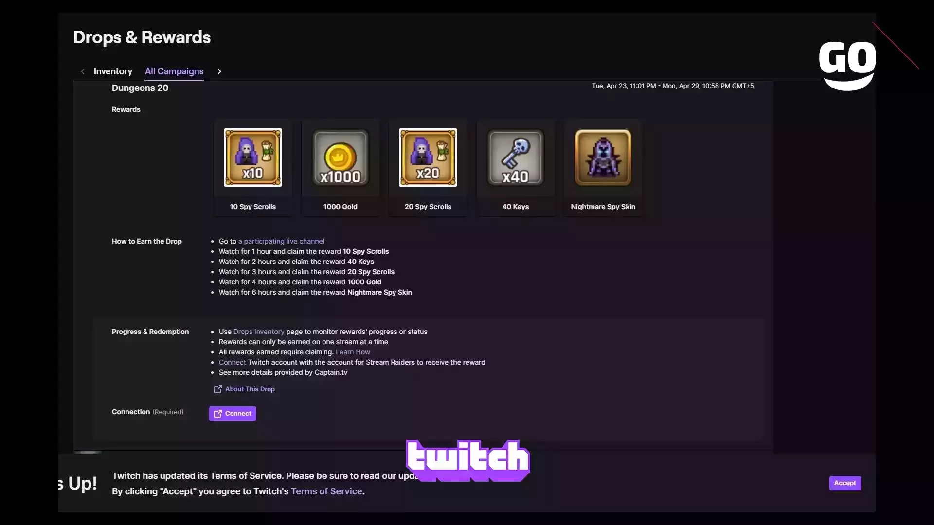 Награды Twitch Drops: Dungeons 20 для игроков Stream Raiders