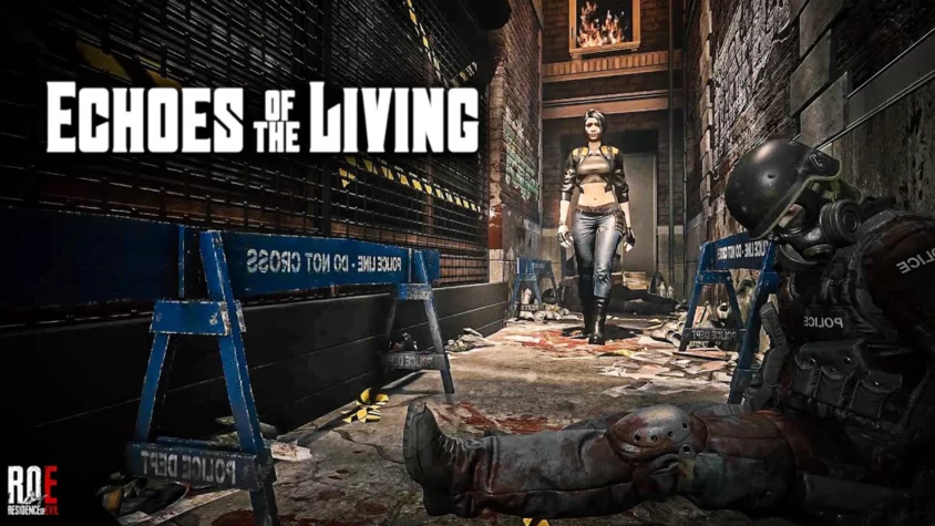 Обложка Echoes of the Living Главная обложка Echoes of the Living с изображением героини на фоне тёмного коридора
