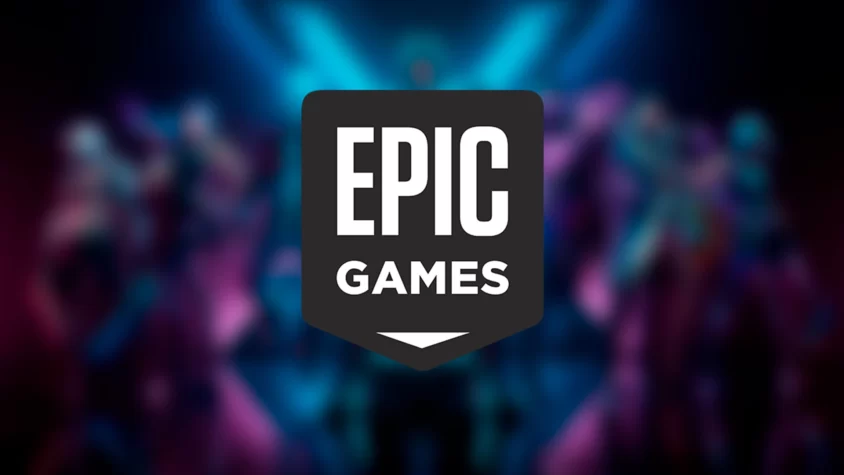 Логотип Epic Games Store на размытом фоне