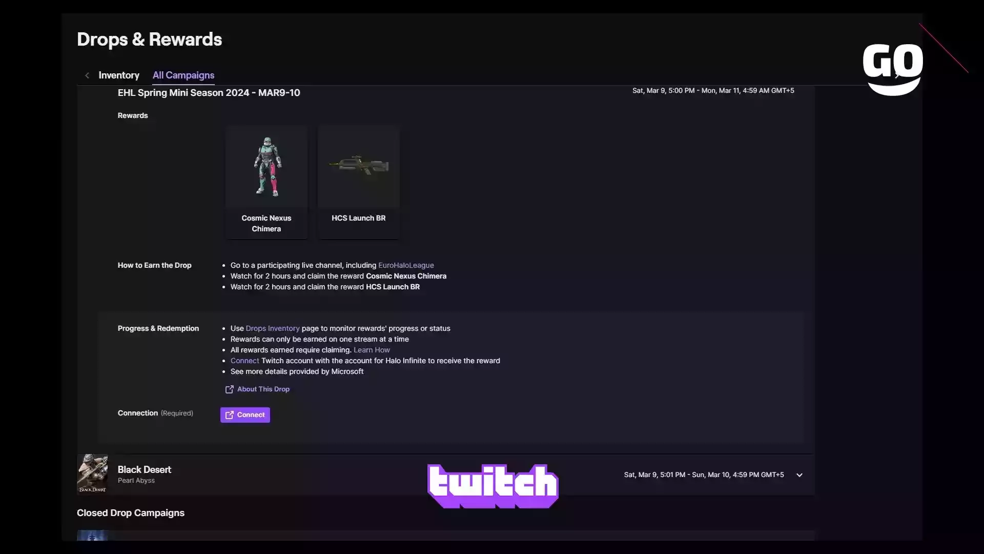 Twitch Drops предлагает игровые подарки EHL Весенний Мини-сезон 2024 для Halo Infinite