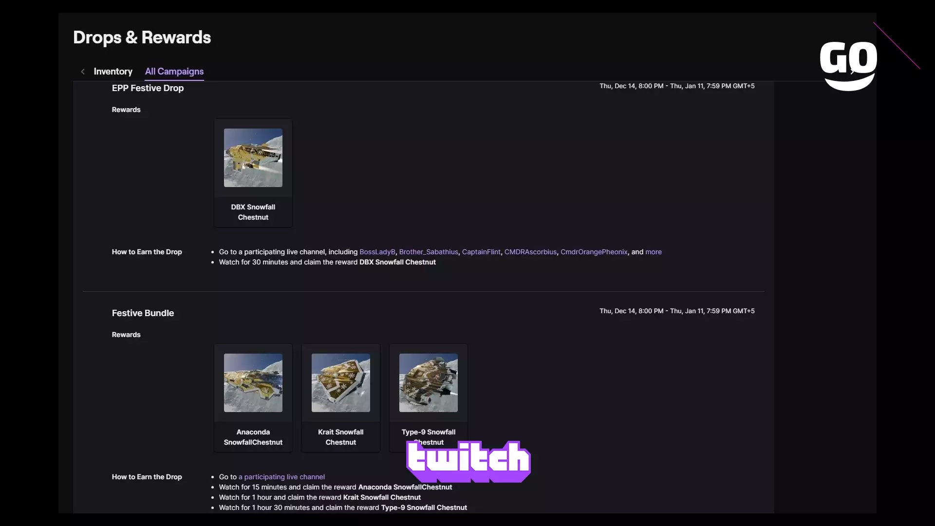 Twitch Drops раздает EPP Festive Drop для Elite: Dangerous