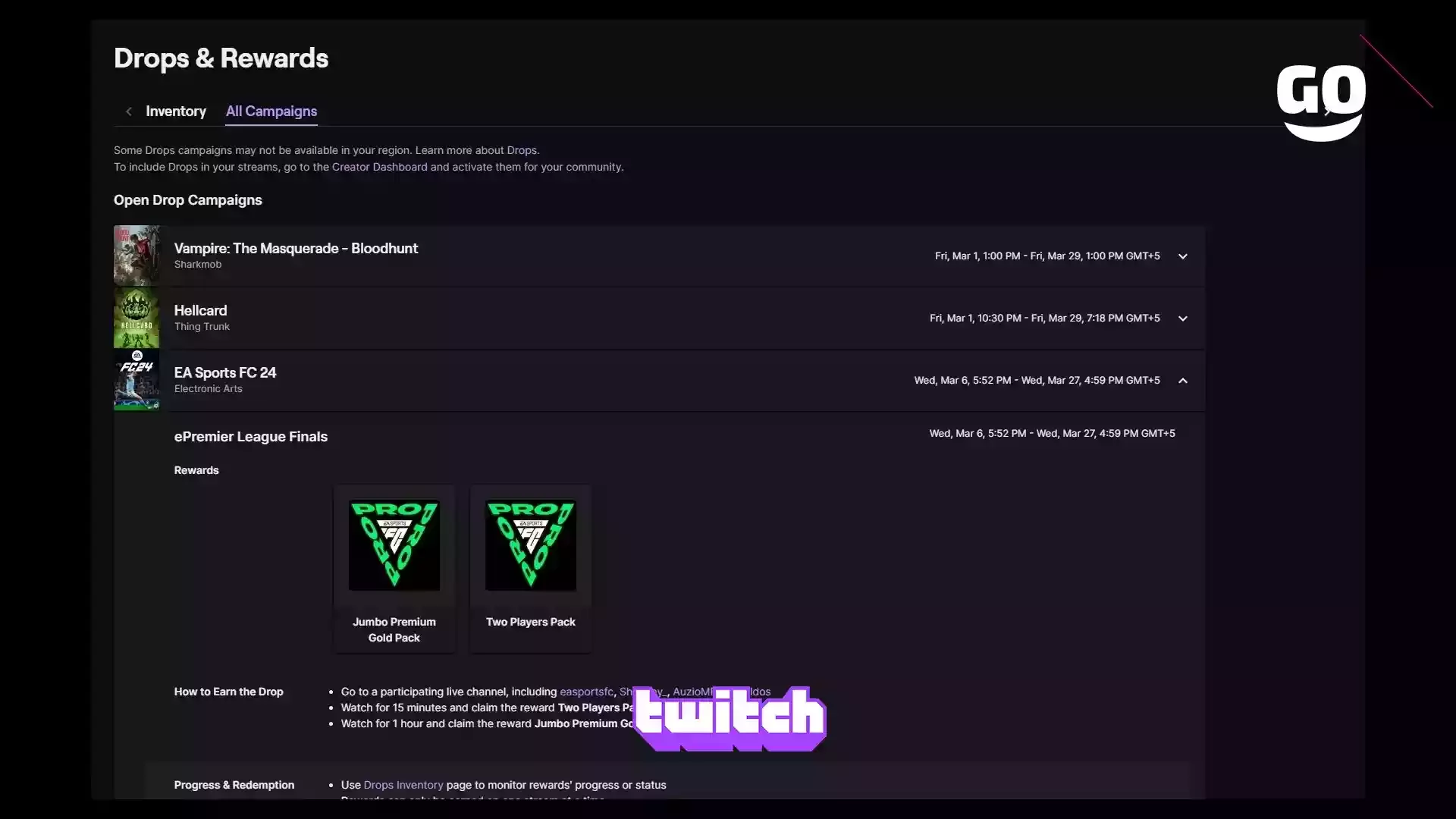 Получи бонусы от Twitch Drops на финалы ePremier League в EA Sports FC 24