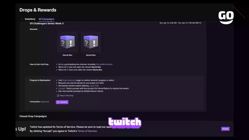 Подарки от Twitch Drops для ER Challengers Series недели 3 ER Challengers Series Week 3