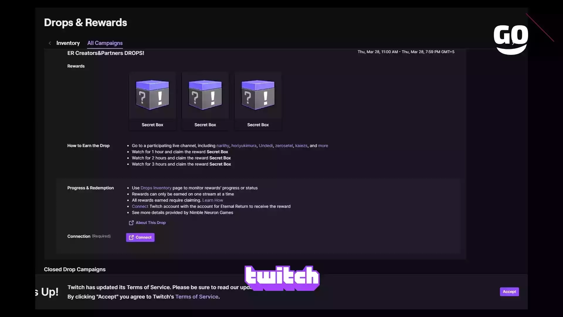 Twitch Drops бонусы для партнеров Eternal Return