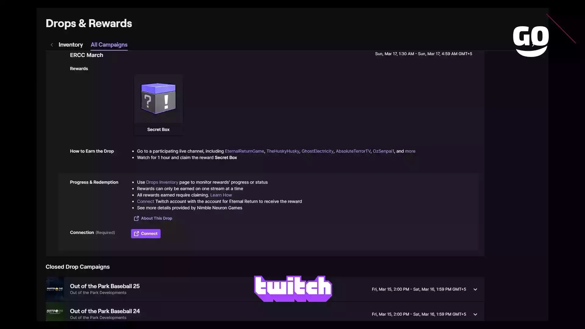 Получи подарки ERCC March от Twitch Drops для Eternal Return