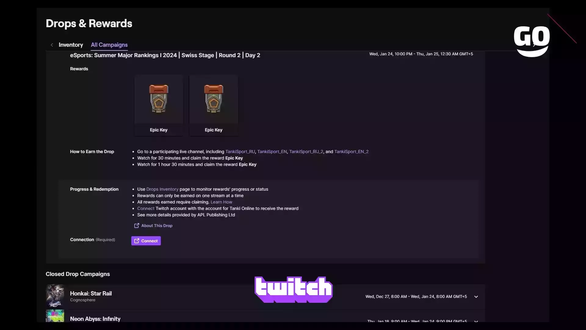 Twitch Drops: eSports: Летний Турнир 2024 | Этап Швейцария | Раунд 2 | День 2 для Tanki Online