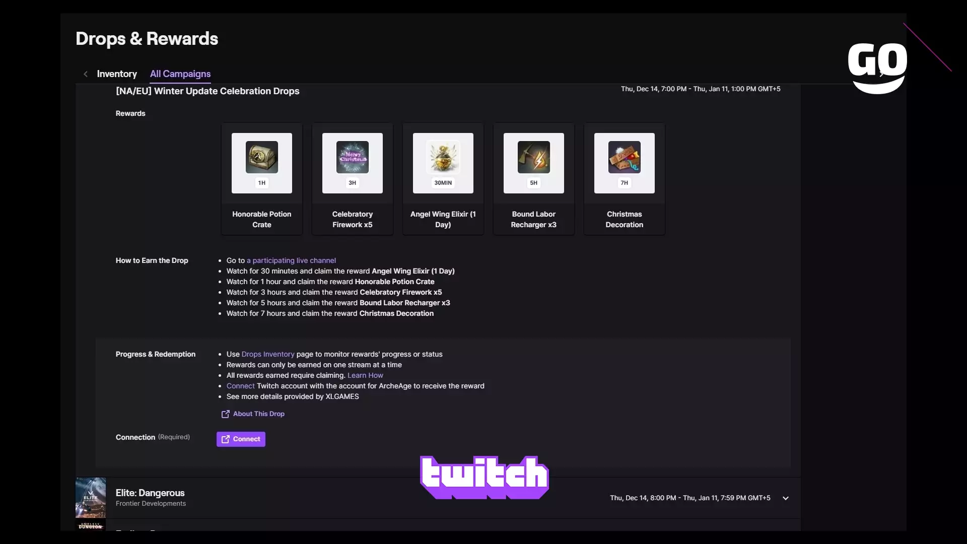 Twitch Drops раздает [NA/EU] Winter Update Celebration Drops для ArcheAge