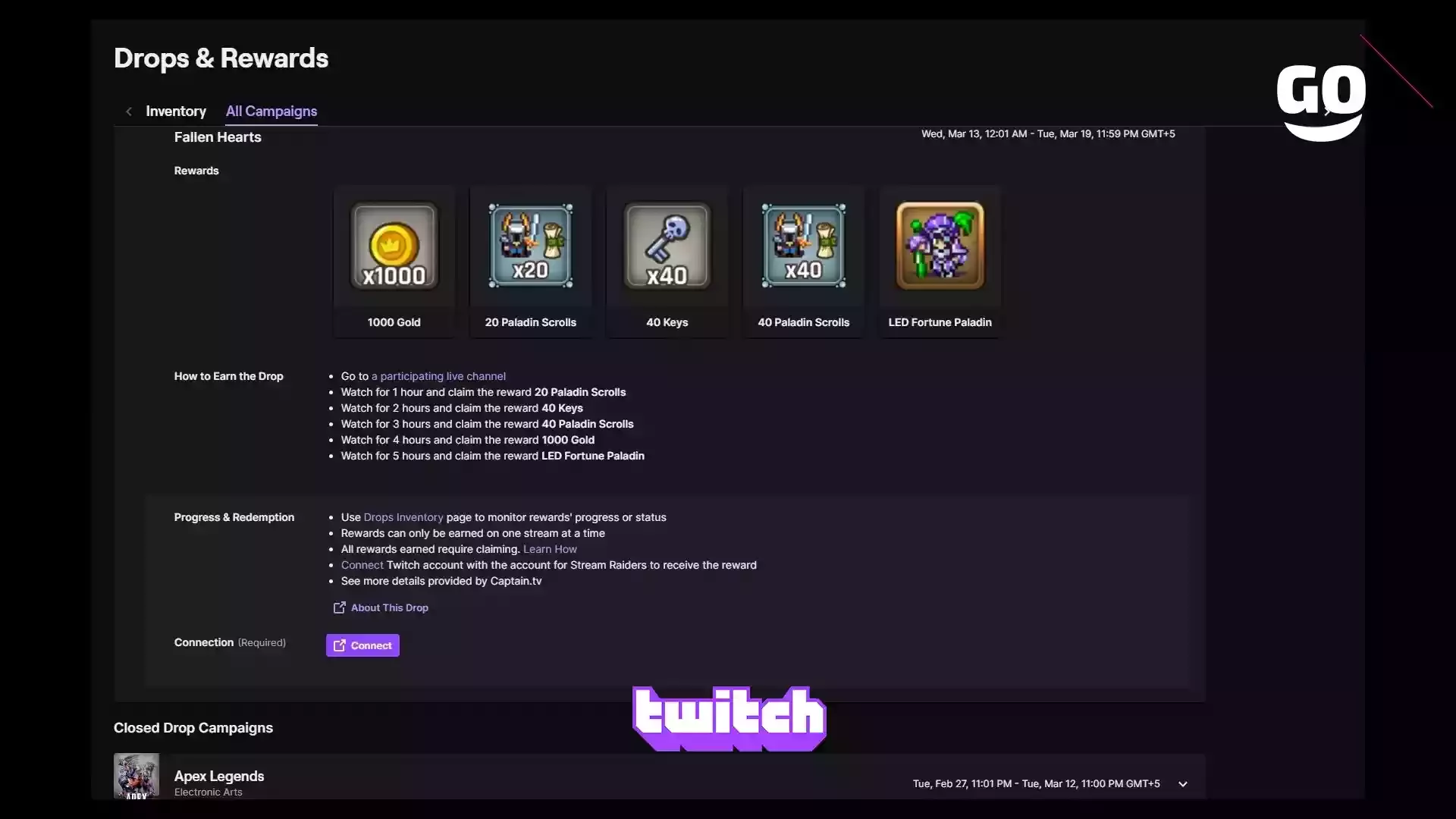 Получи подарки Fallen Hearts на Twitch для Stream Raiders