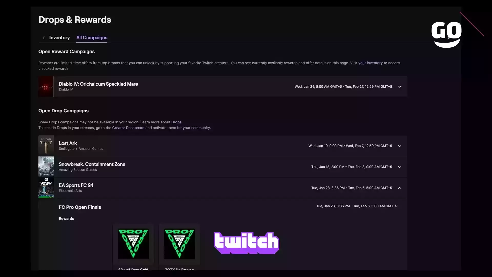 Бесплатные игровые бонусы в рамках Twitch Drops: Финал FC Pro Open для EA Sports FC 24