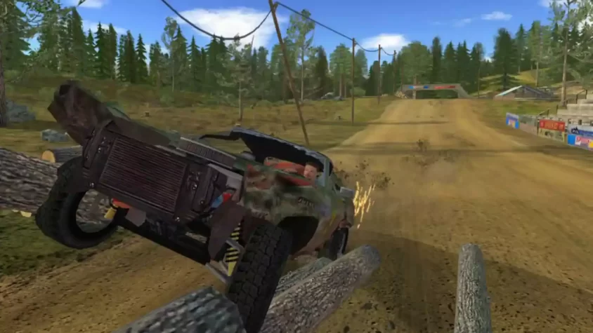 FlatOut game screenshot 2 Опрокинутый автомобиль в FlatOut пытается завершить гонку, несмотря на все законы физики.