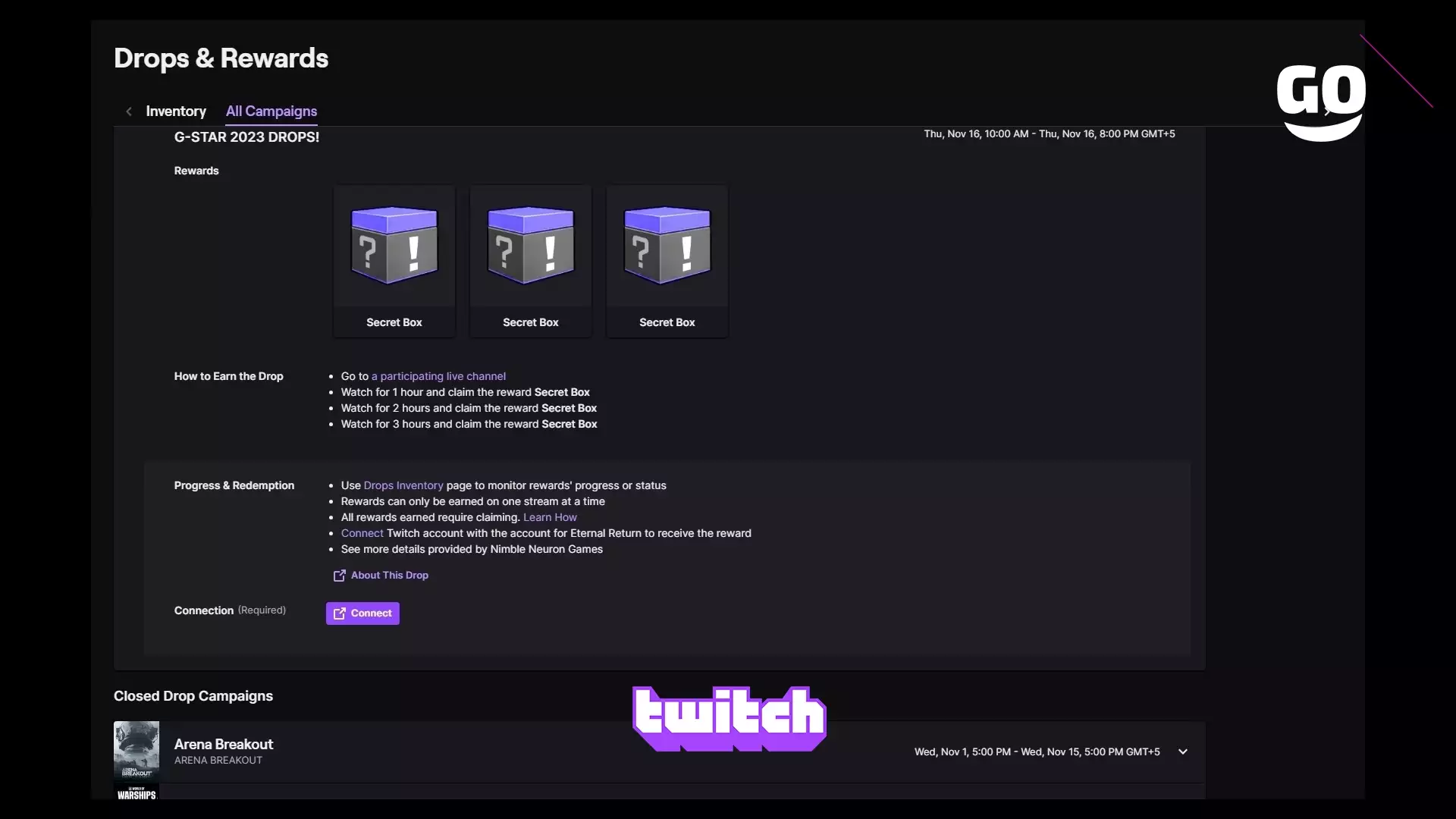 Twitch Drops: Подарки G-STAR 2023 для Eternal Return