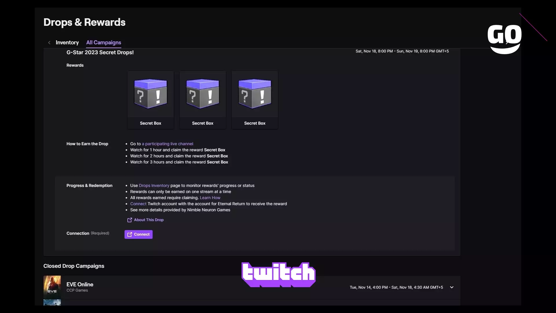 Бонусы Twitch Drops на G-Star 2023 для Eternal Return