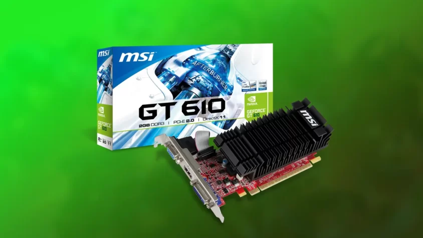 Видеокарта MSI GeForce GT 610 на фоне упаковки