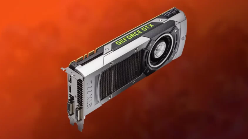 Видеокарта GeForce GTX 770 на оранжевом фоне