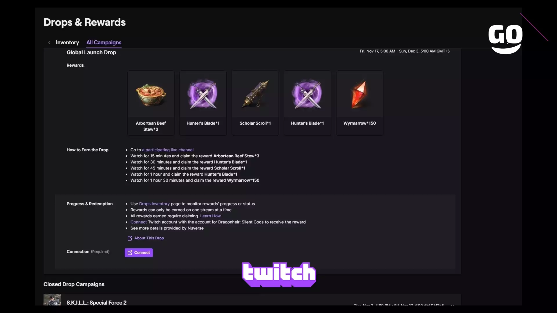 Twitch Drops: Global Launch Drop для Dragonheir: Silent Gods