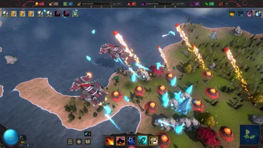 Ожесточенная битва против машин на берегу в Gods Against Machines