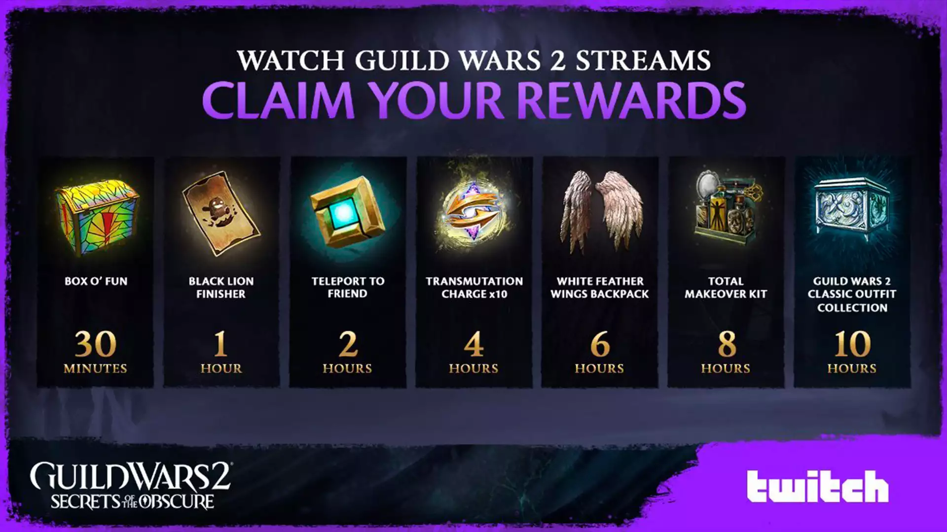 Twitch Drops: Бонусы Secrets of the Obscure для Guild Wars 2