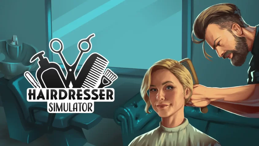 Парикмахер работает над преображением клиентки в игре Hairdresser Simulator