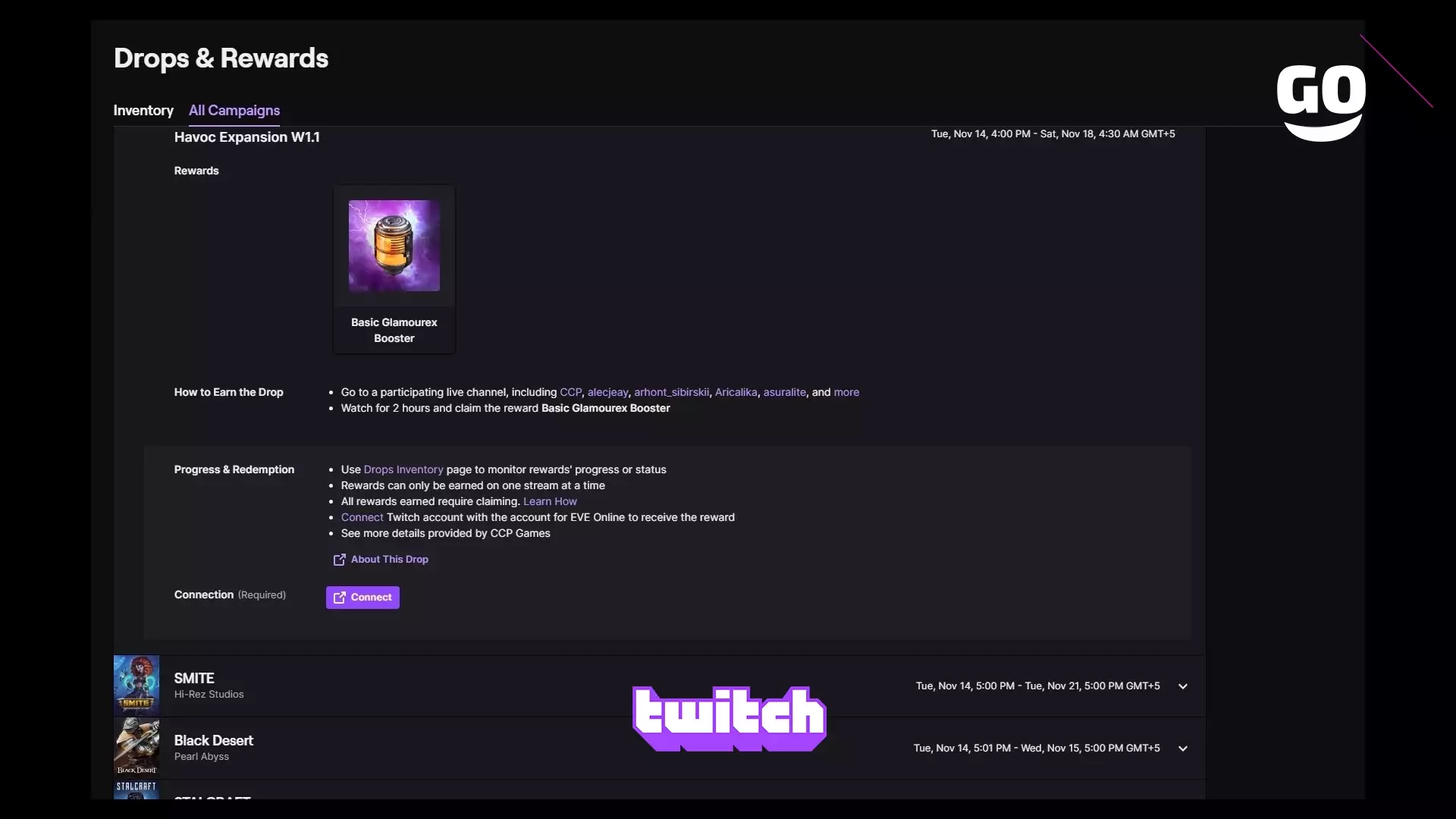 Twitch Drops: Эксклюзивные бонусы Havoc Expansion W1.1 в EVE Online