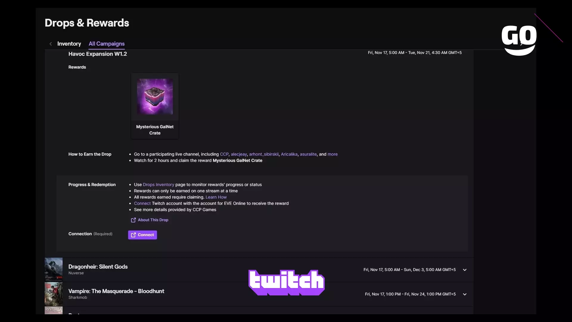 Twitch Drops: Пак Havoc Expansion W1.2 в EVE Online