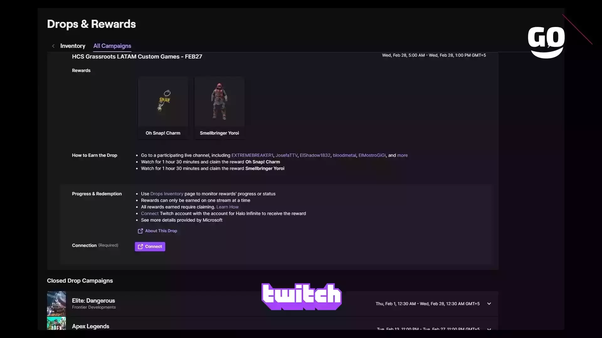 Twitch Drops раздает HCS Grassroots LATAM Custom Games — FEB27 для Halo Infinite