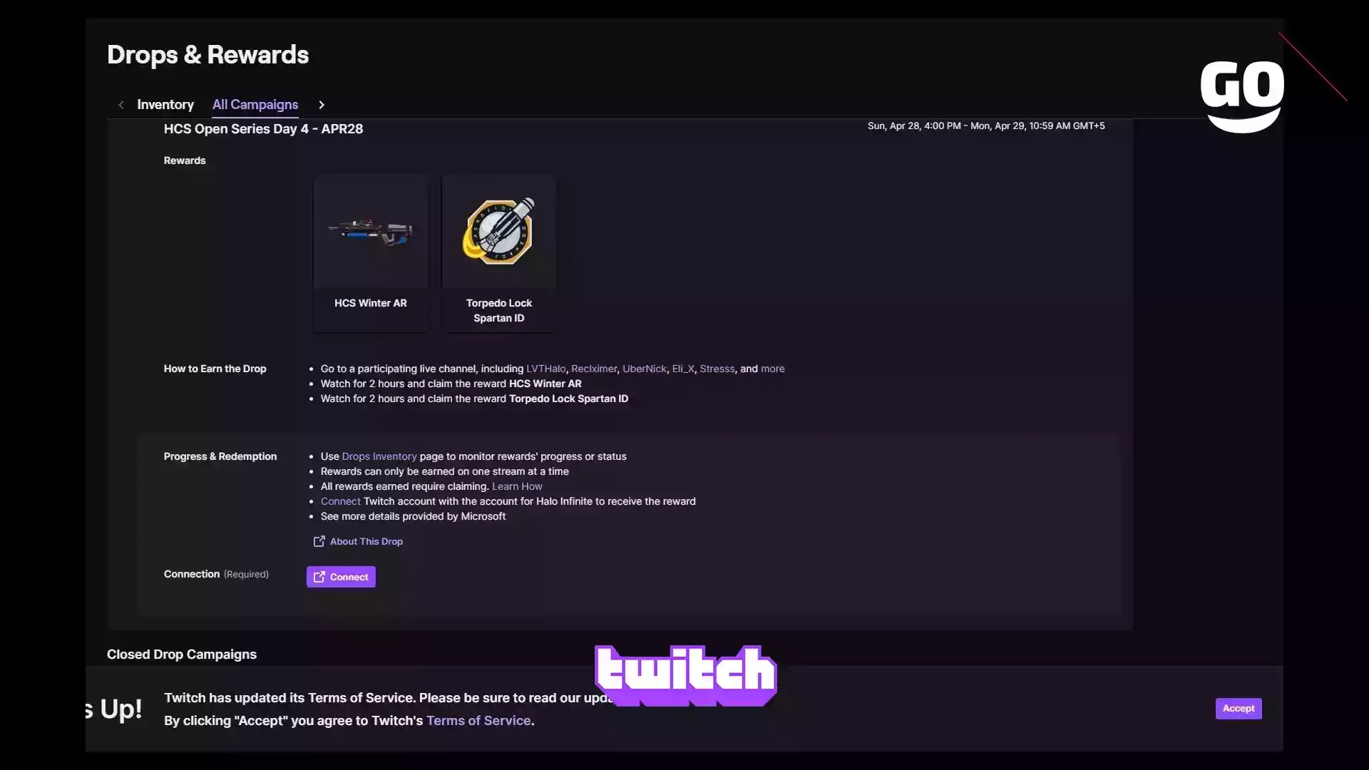 Twitch Drops: Открытая Серия HCS День 4 — 28 Апреля для Halo Infinite