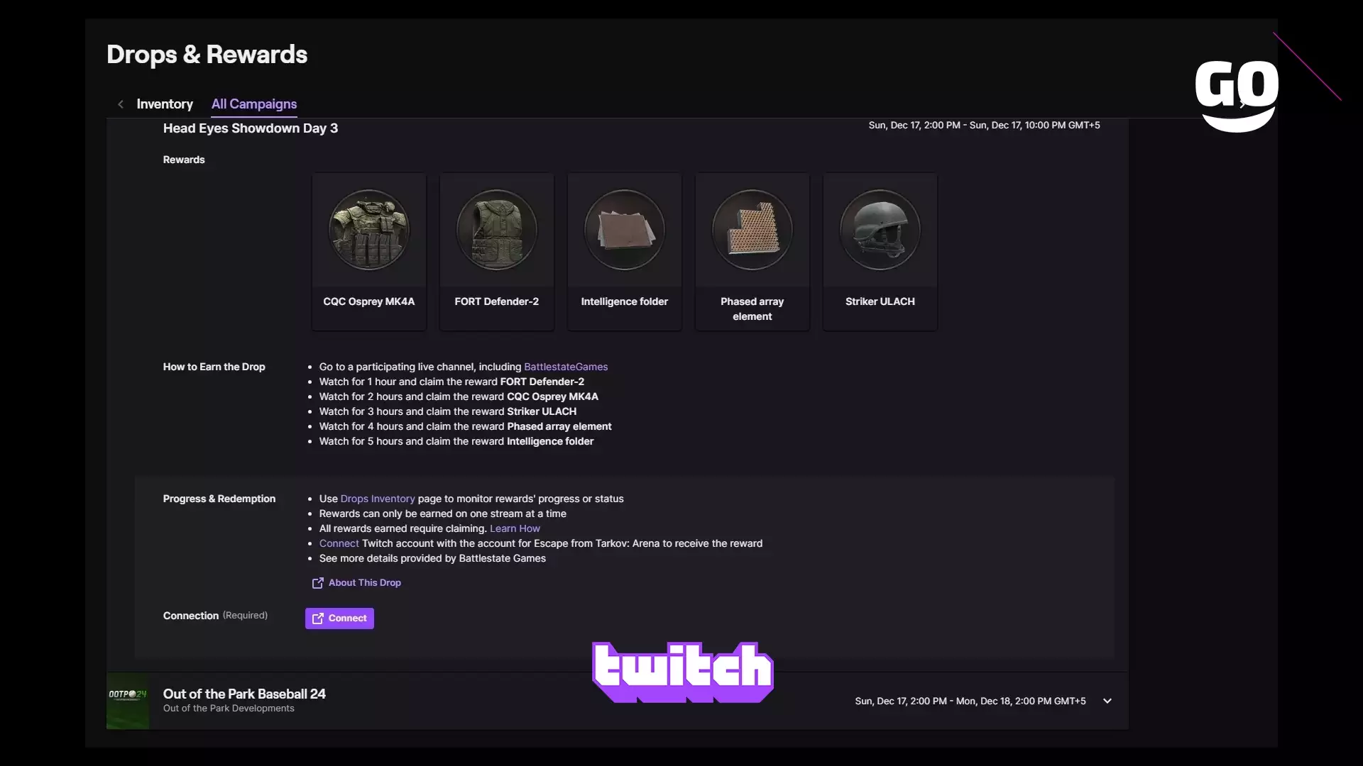 Twitch Drops раздает Head Eyes Showdown Day 3 для Escape from Tarkov: Arena